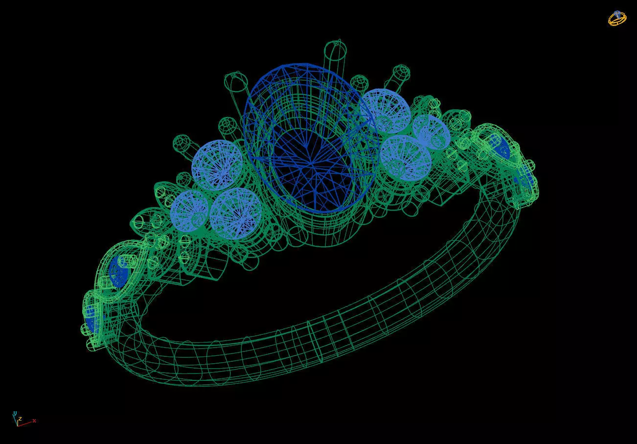 Engagement Ring with Multiple Stones 3D print model_6