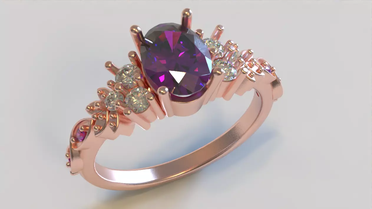 Engagement Ring with Multiple Stones 3D print model_2