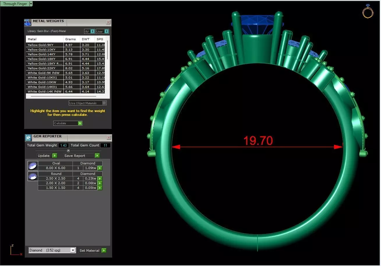 Engagement Ring with Multiple Stones 3D print model_5