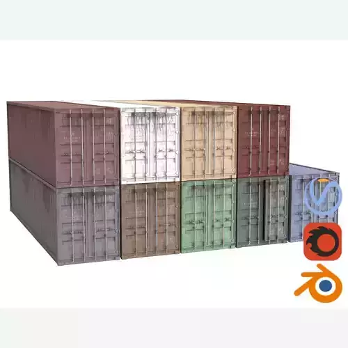 Set of 9 Shipping Containers different colors