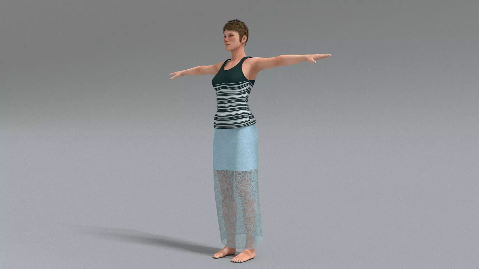 laos Female Game Character Low-poly 3D model_2