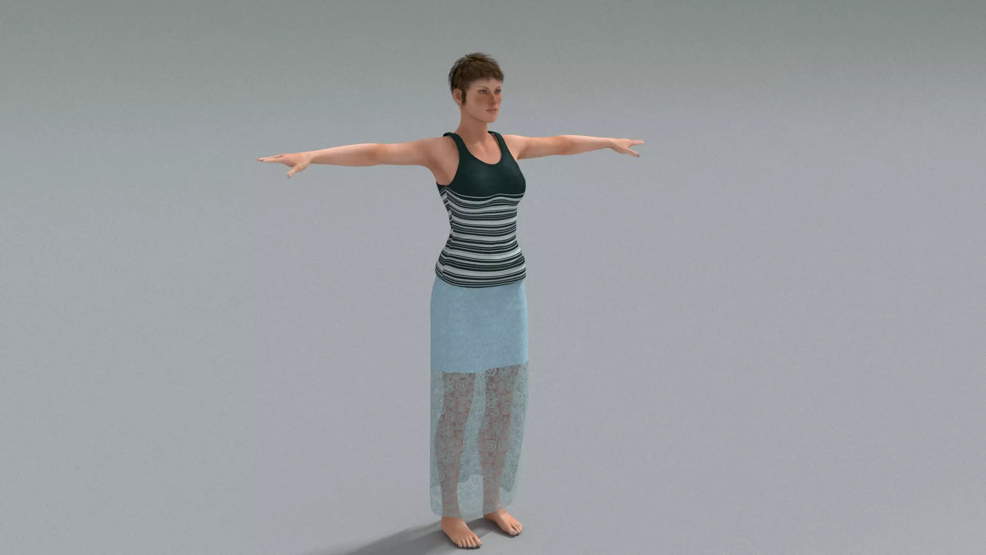 laos Female Game Character Low-poly 3D model_1