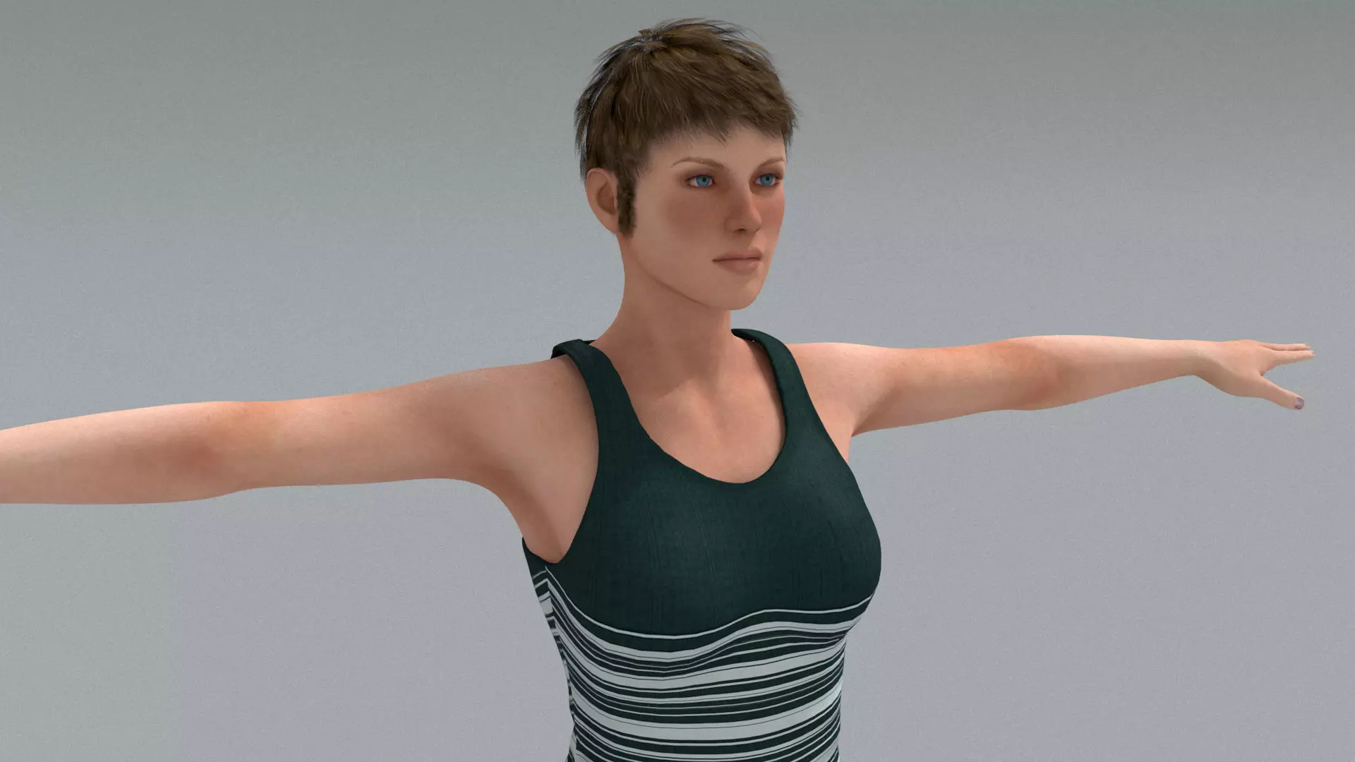 laos Female Game Character Low-poly 3D model_4