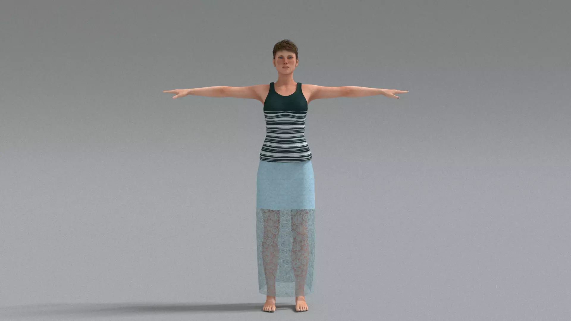 laos Female Game Character Low-poly 3D model_0