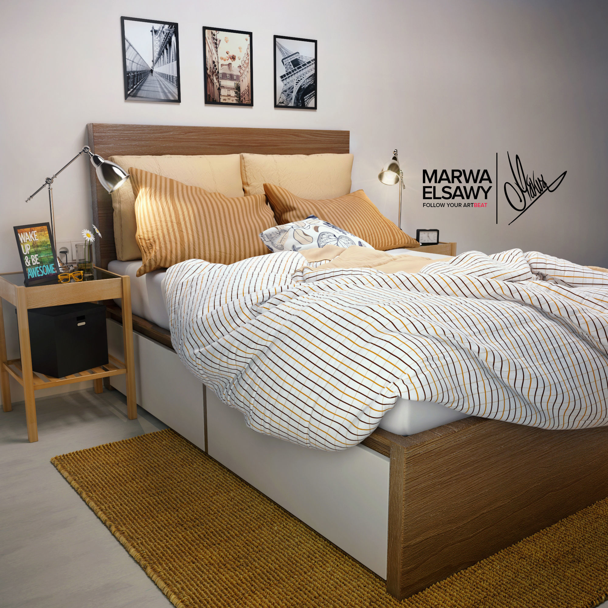 MALM Bedding Set  3D model_1