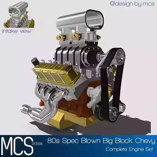 1980s Style Blown Big Block Chevy Engine BBC