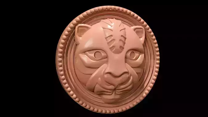Tiger Relief Coin 3D Print Model