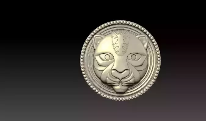 Tiger Relief Coin 3D Print Model
