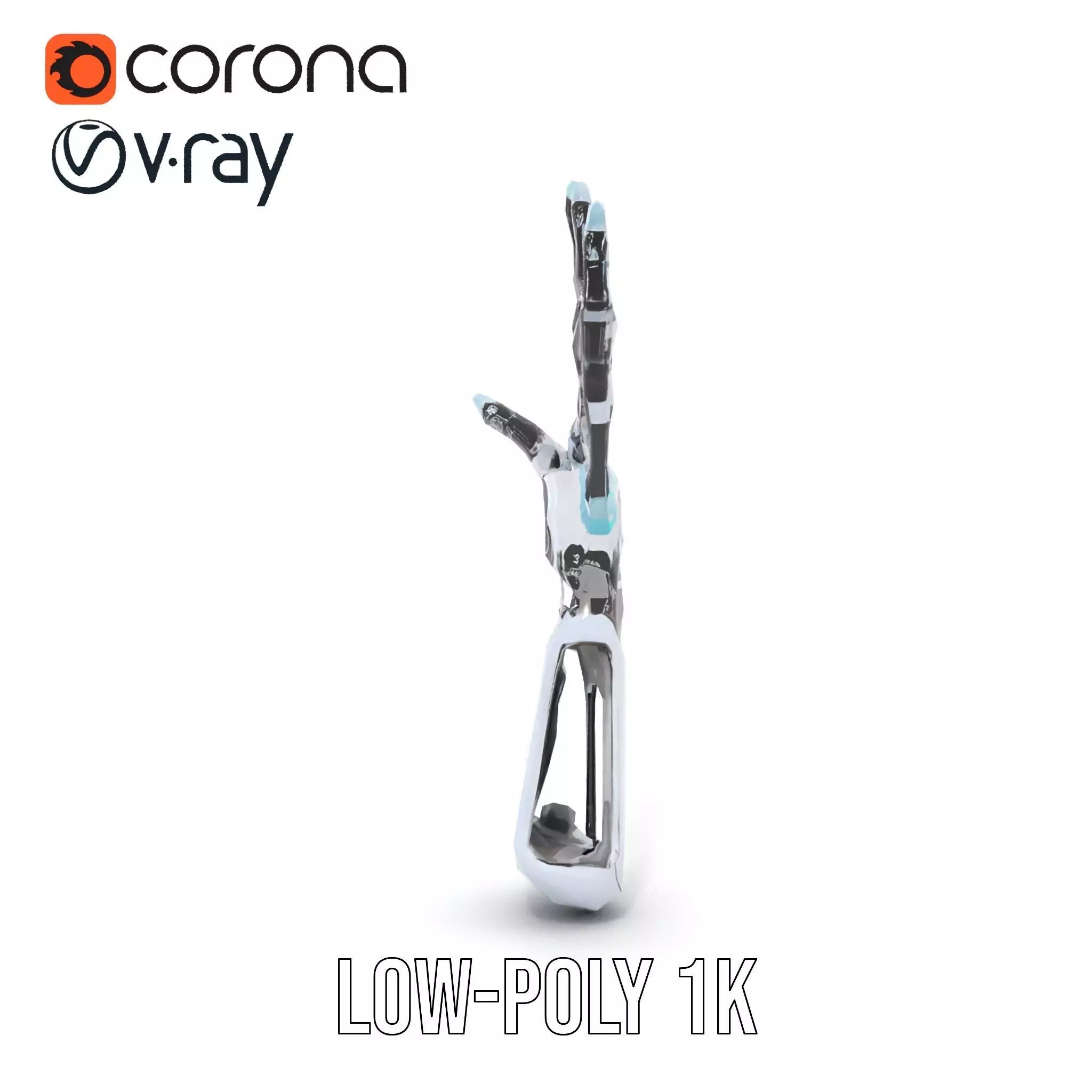 Futuristic Robotic Hand model pack with articulated fingers Low-poly 3D model_17