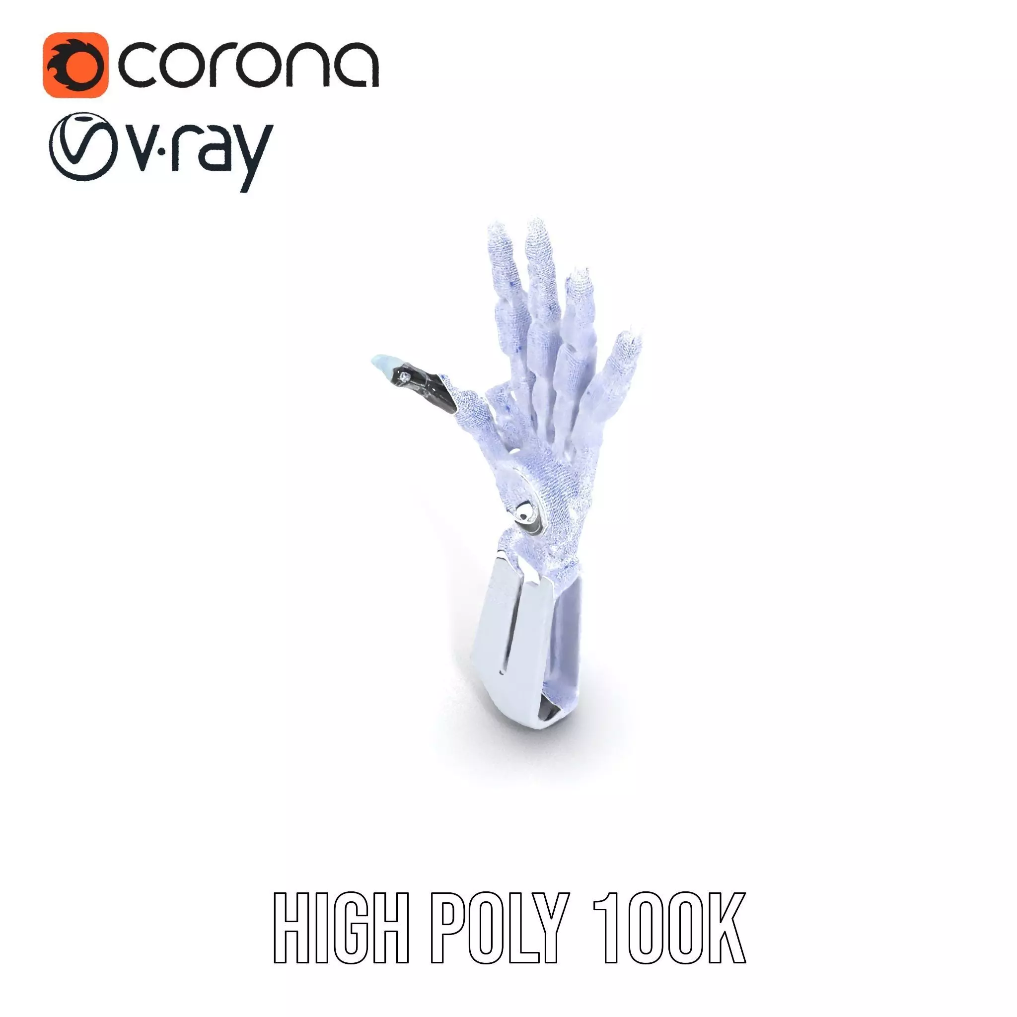 Futuristic Robotic Hand model pack with articulated fingers Low-poly 3D model_29