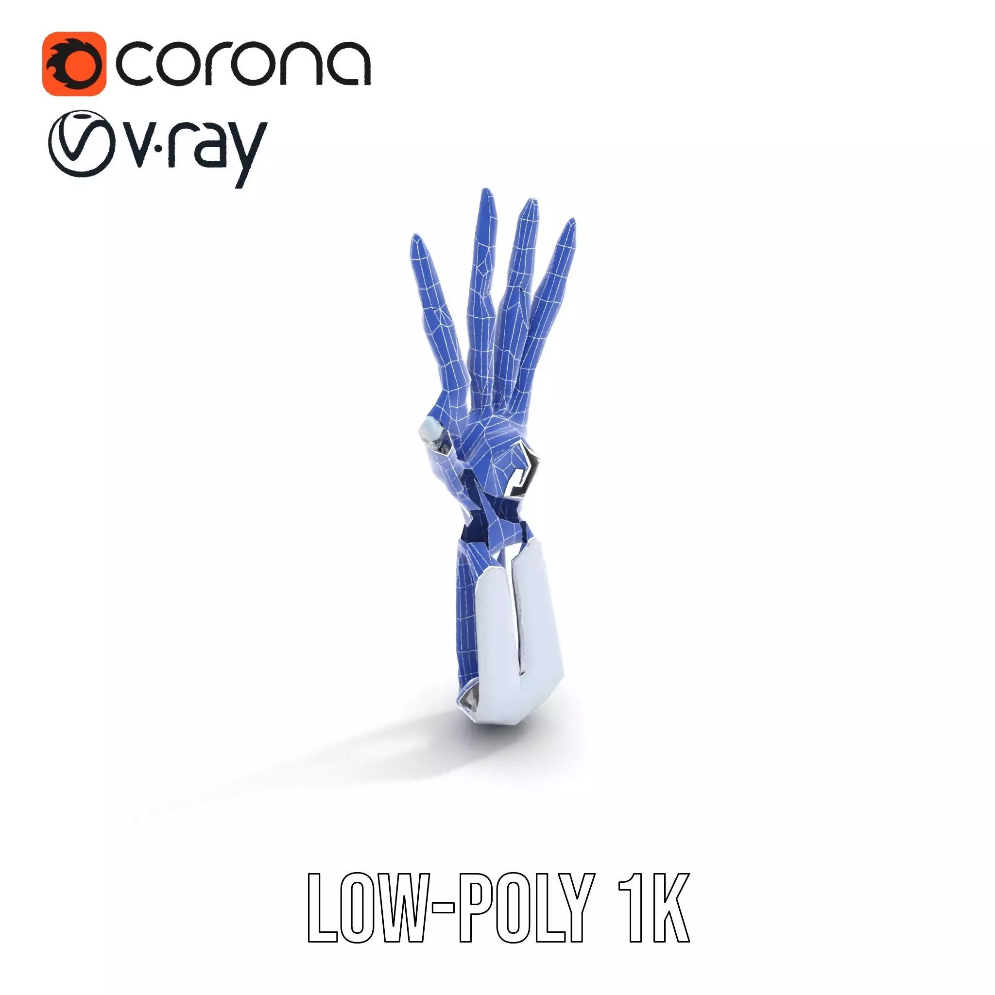 Futuristic Robotic Hand model pack with articulated fingers Low-poly 3D model_19