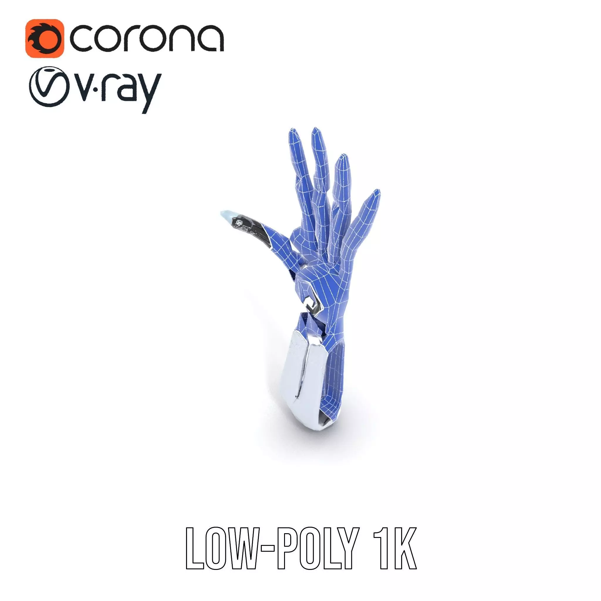 Futuristic Robotic Hand model pack with articulated fingers Low-poly 3D model_28