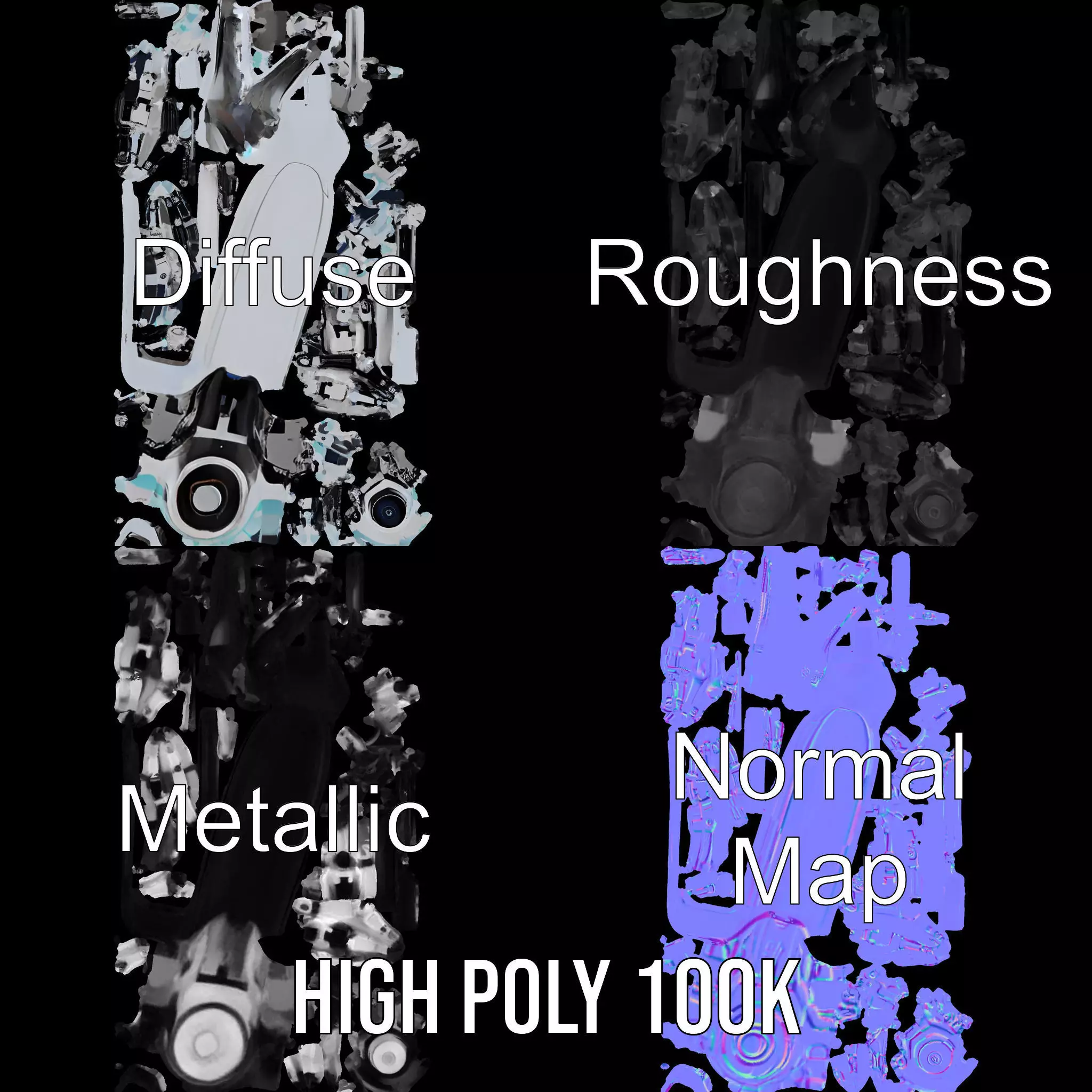 Futuristic Robotic Hand model pack with articulated fingers Low-poly 3D model_4