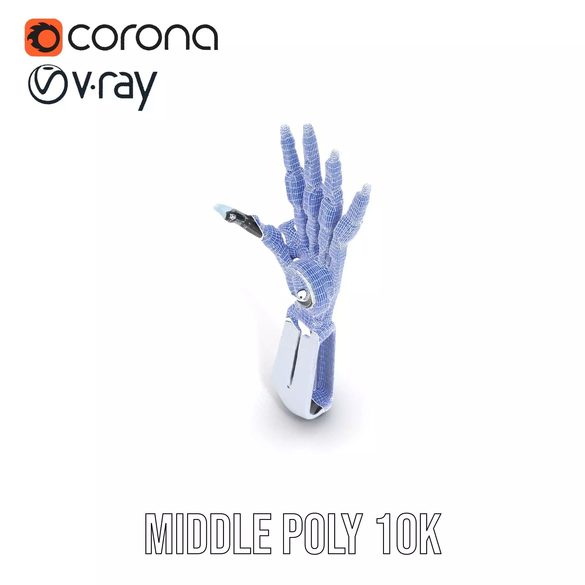 Futuristic Robotic Hand model pack with articulated fingers Low-poly 3D model_30