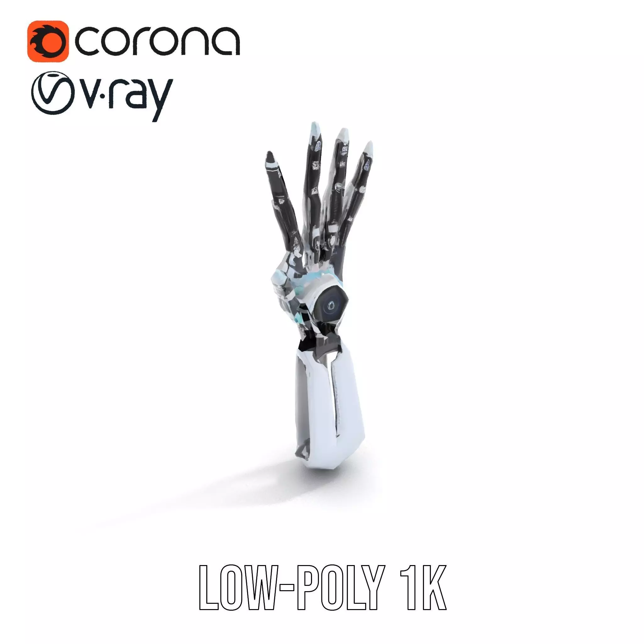 Futuristic Robotic Hand model pack with articulated fingers Low-poly 3D model_9
