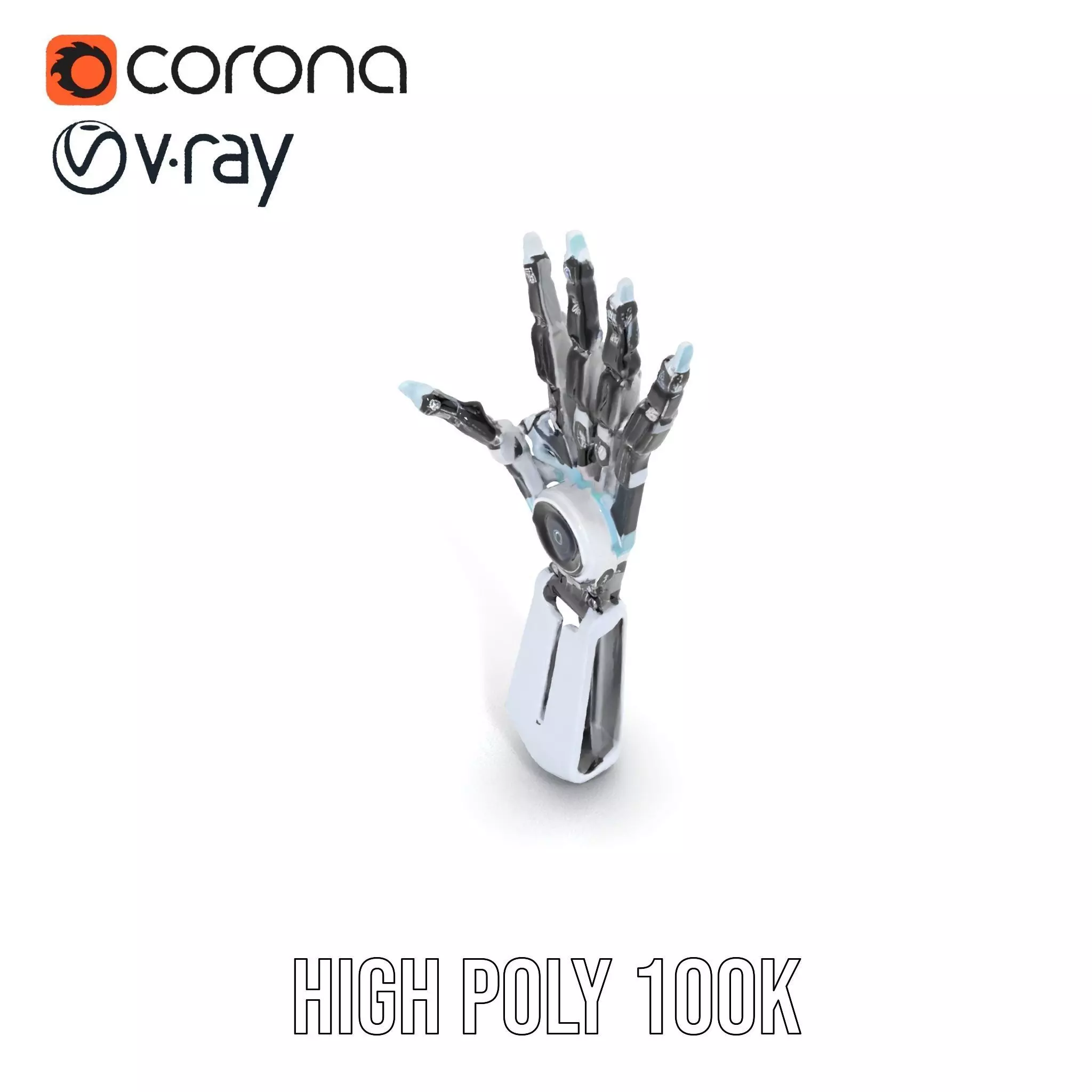Futuristic Robotic Hand model pack with articulated fingers Low-poly 3D model_13