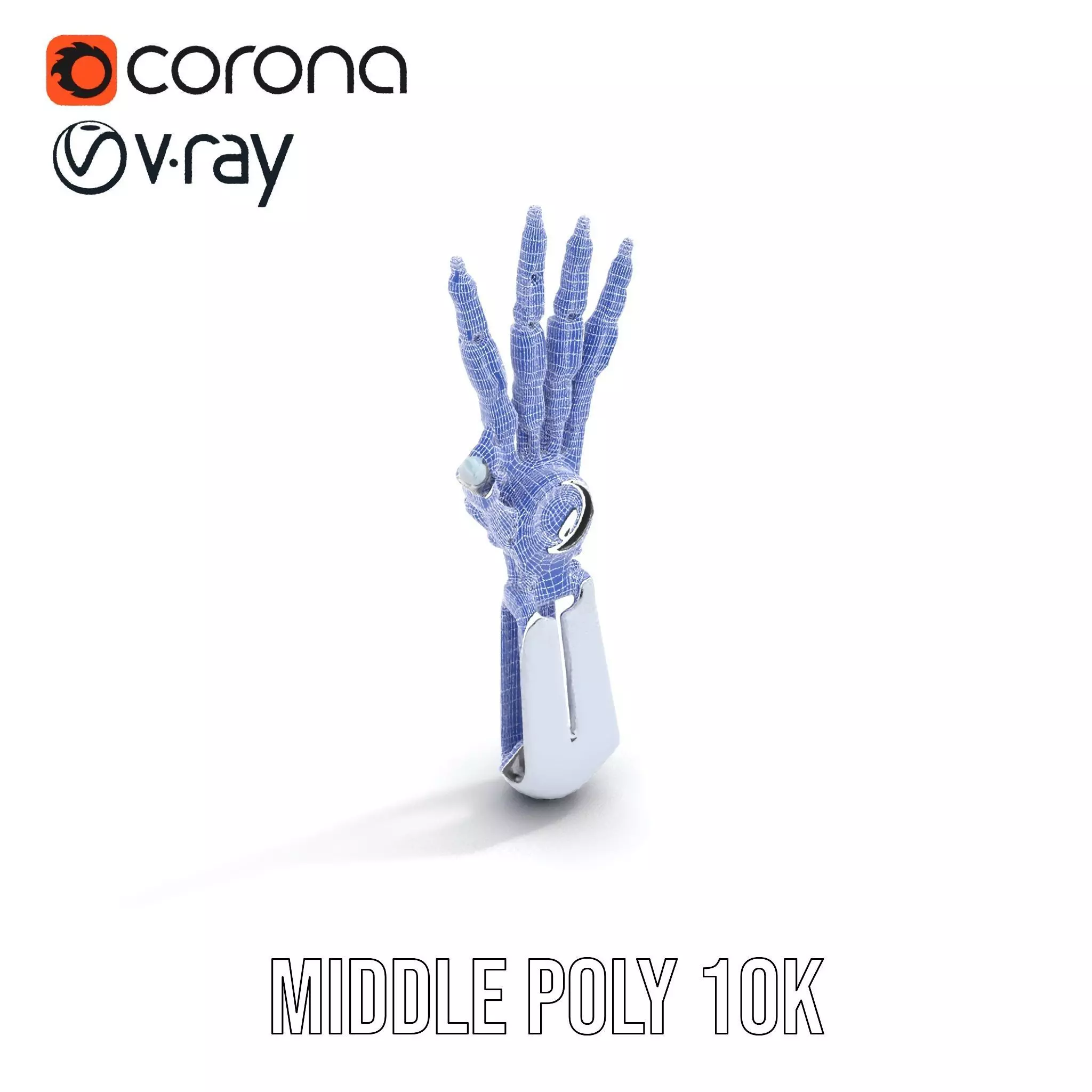 Futuristic Robotic Hand model pack with articulated fingers Low-poly 3D model_14