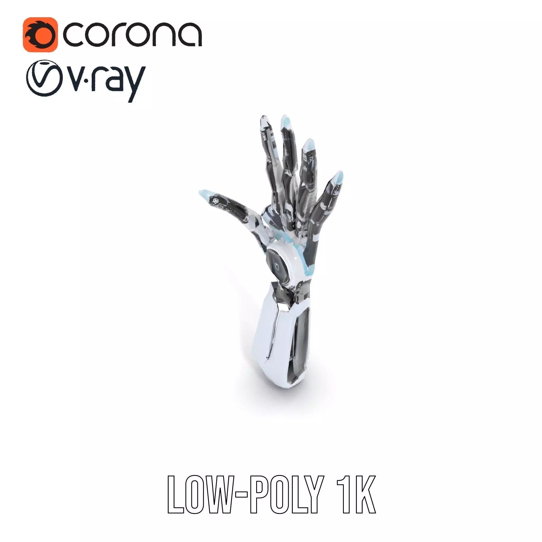 Futuristic Robotic Hand model pack with articulated fingers Low-poly 3D model_22