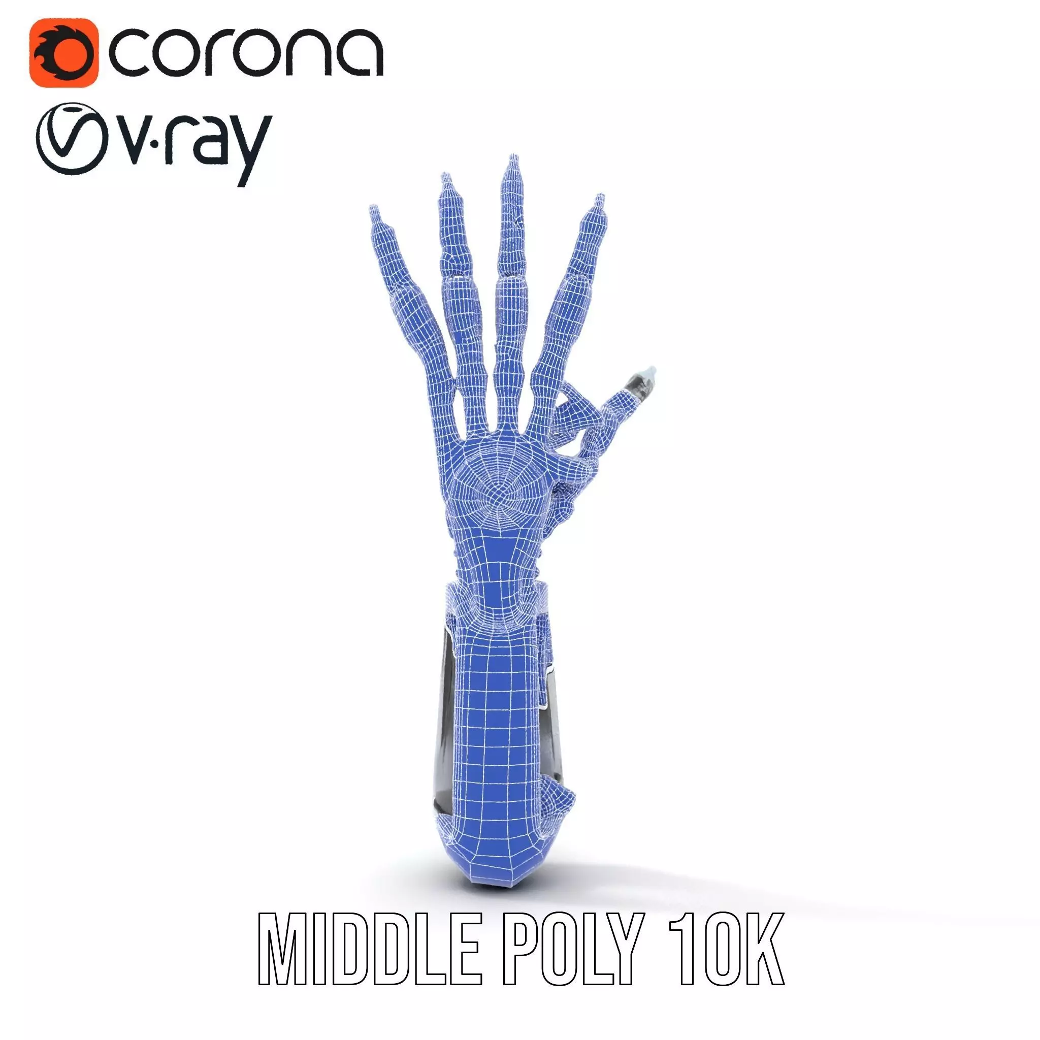 Futuristic Robotic Hand model pack with articulated fingers Low-poly 3D model_11