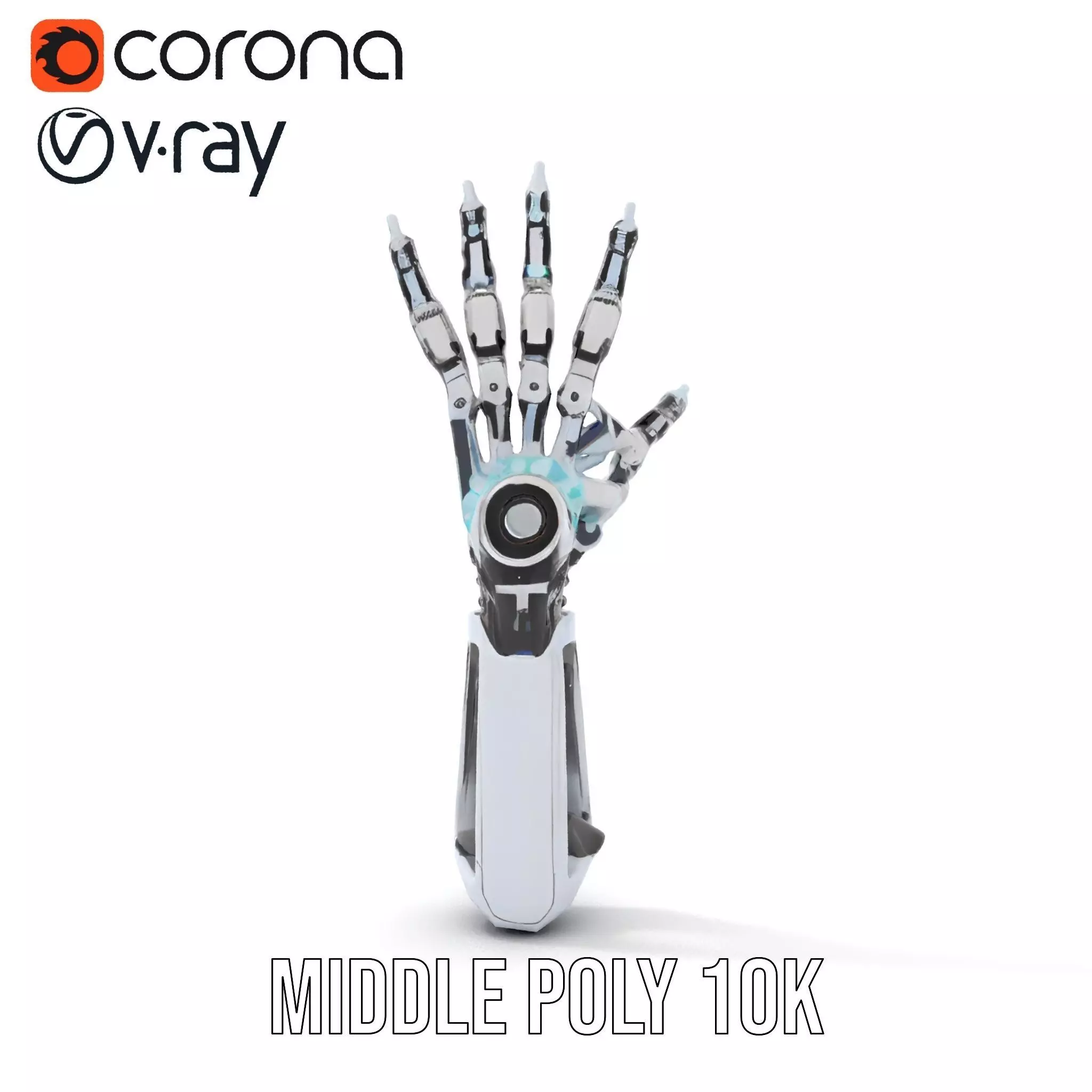 Futuristic Robotic Hand model pack with articulated fingers Low-poly 3D model_18