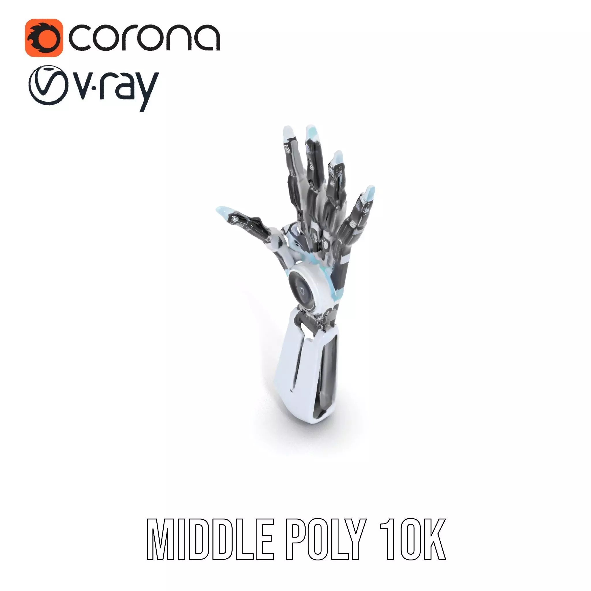 Futuristic Robotic Hand model pack with articulated fingers Low-poly 3D model_24