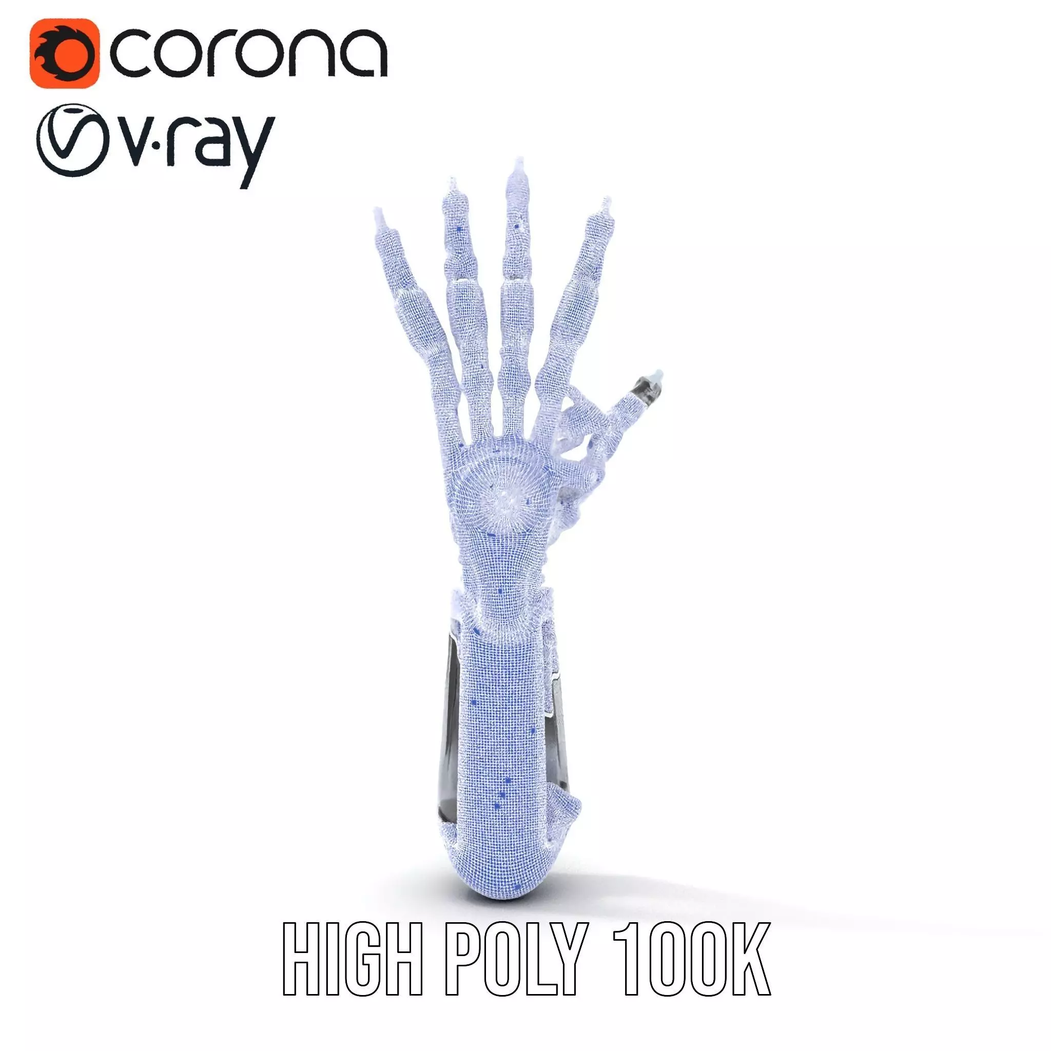 Futuristic Robotic Hand model pack with articulated fingers Low-poly 3D model_26