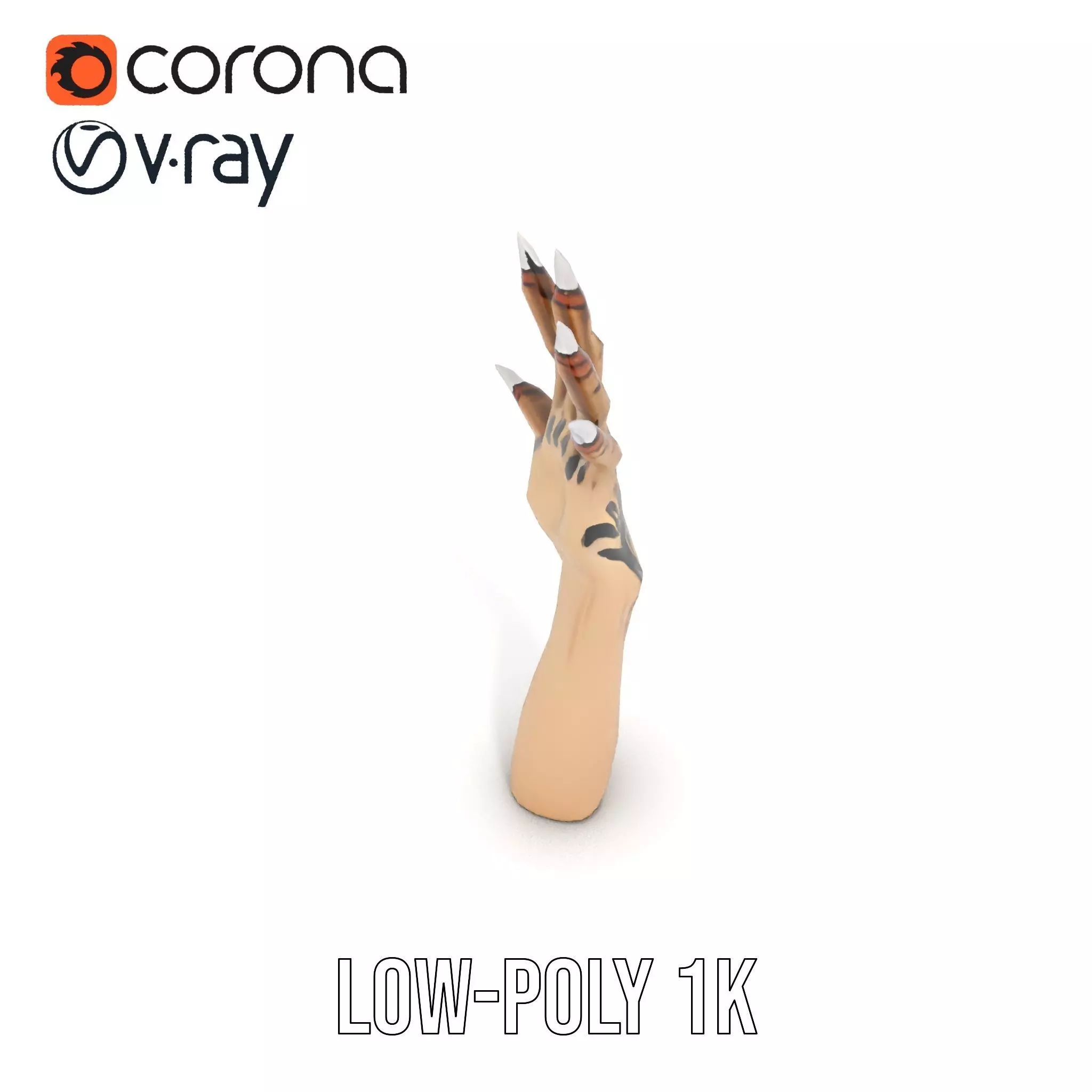 Mystical Hand with Tattoo and Claws Model Pack Low-poly 3D model_9