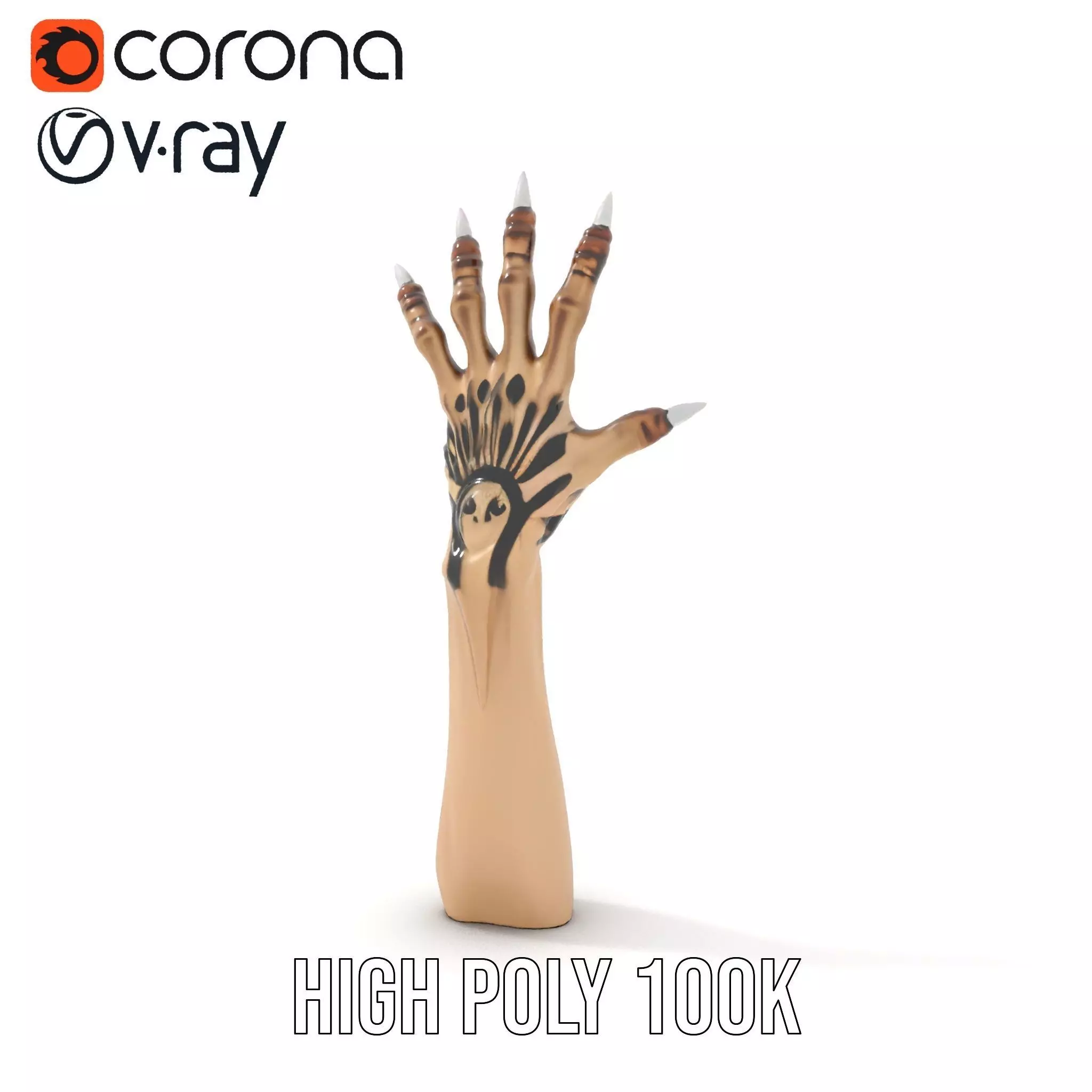 Mystical Hand with Tattoo and Claws Model Pack Low-poly 3D model_27