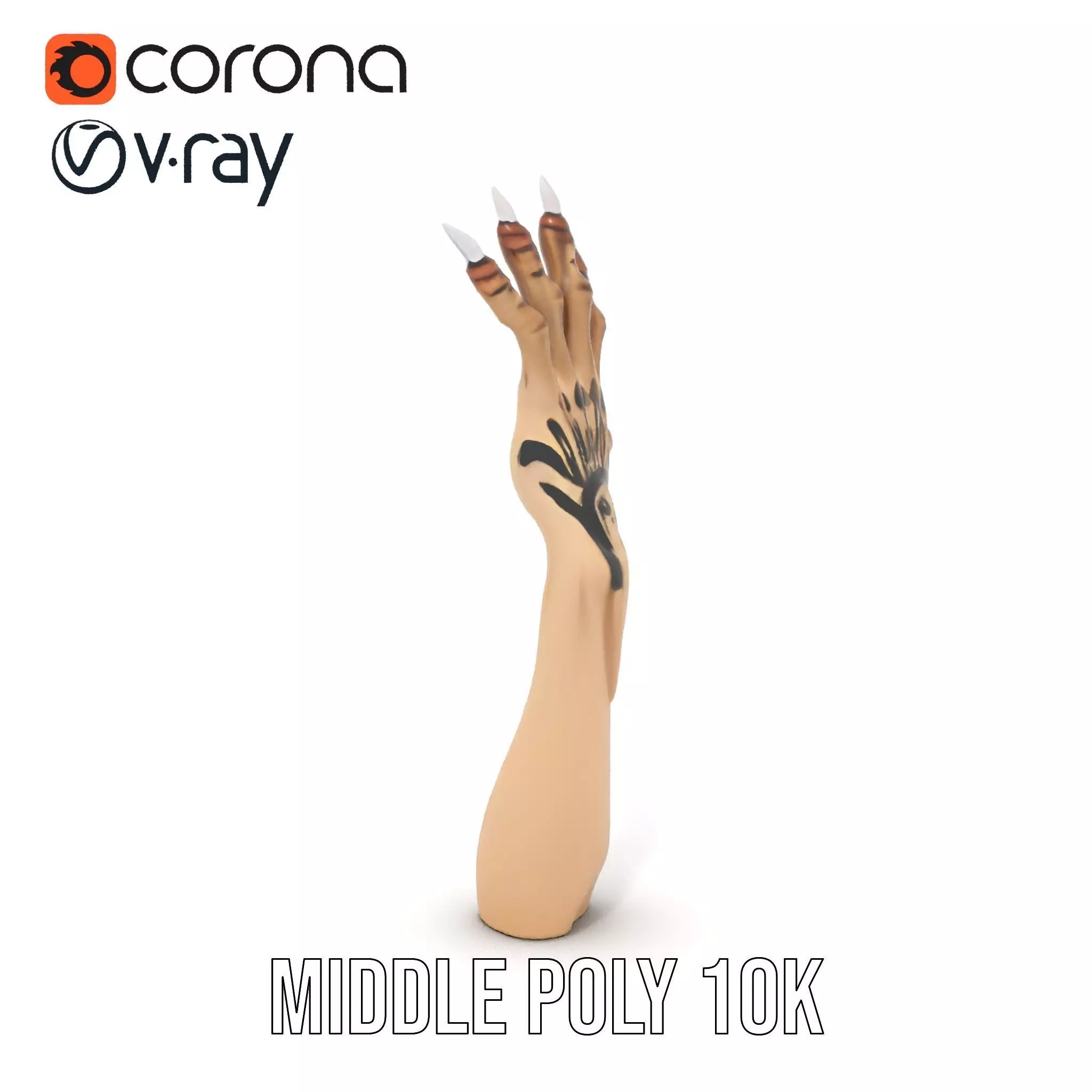 Mystical Hand with Tattoo and Claws Model Pack Low-poly 3D model_22