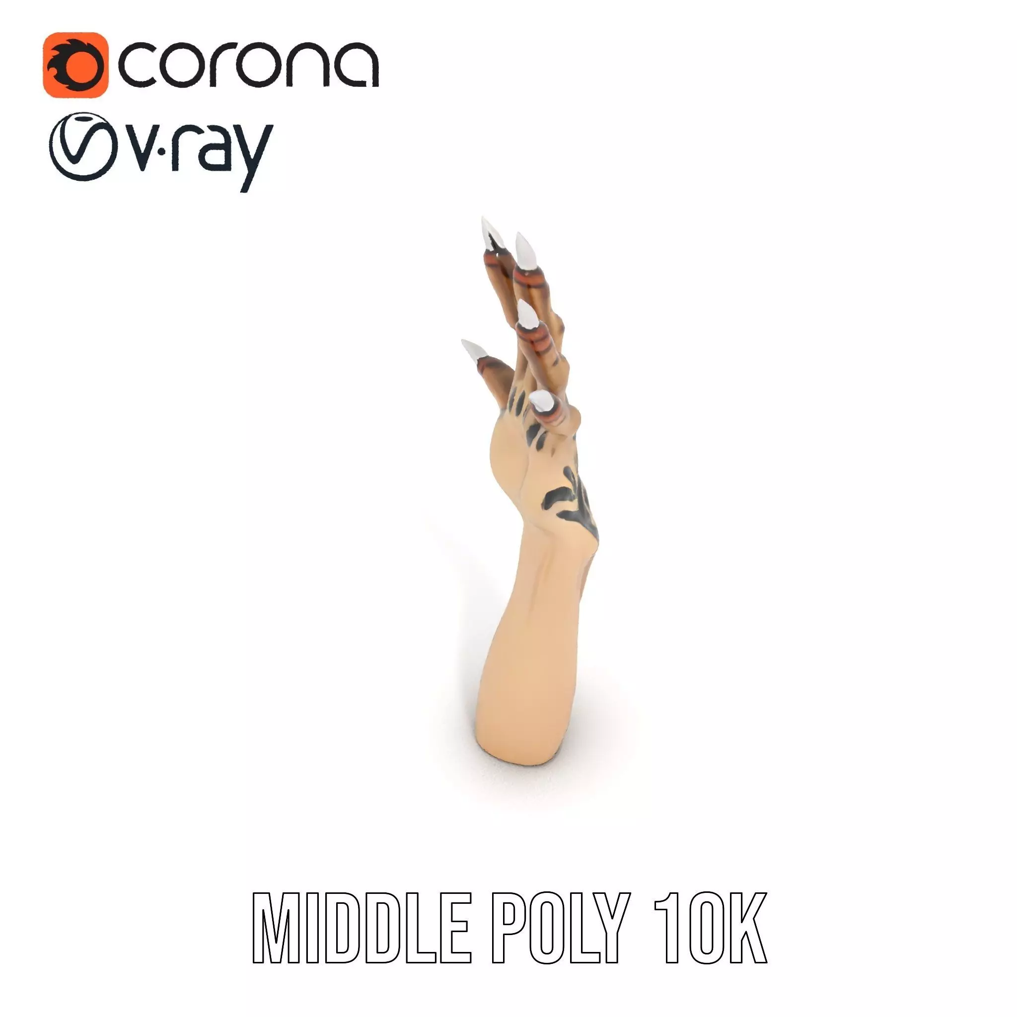 Mystical Hand with Tattoo and Claws Model Pack Low-poly 3D model_6