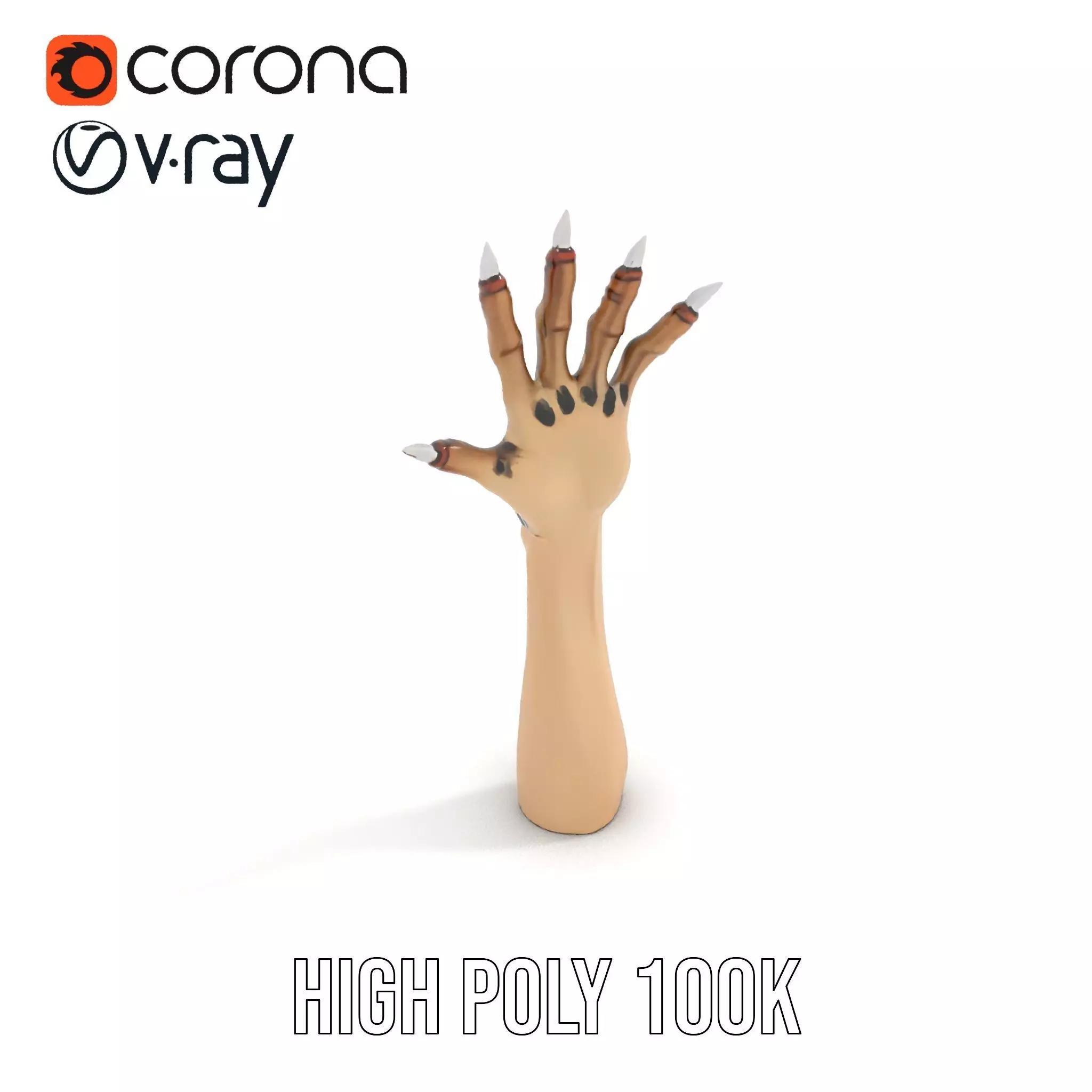 Mystical Hand with Tattoo and Claws Model Pack Low-poly 3D model_15