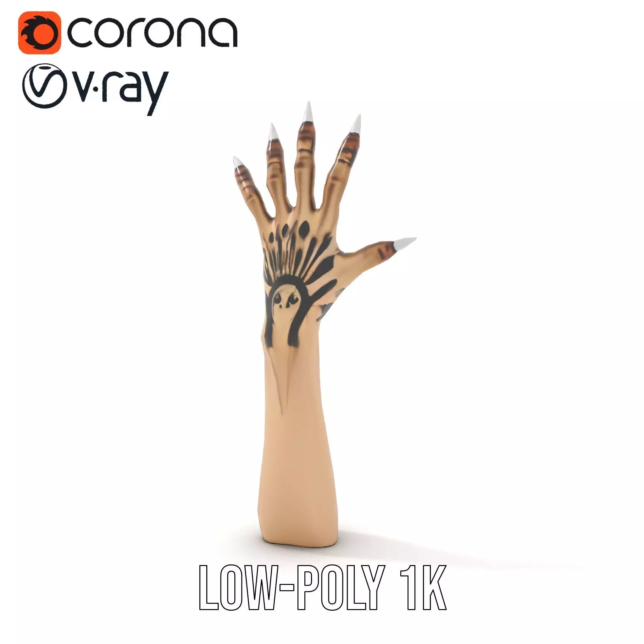 Mystical Hand with Tattoo and Claws Model Pack Low-poly 3D model_17