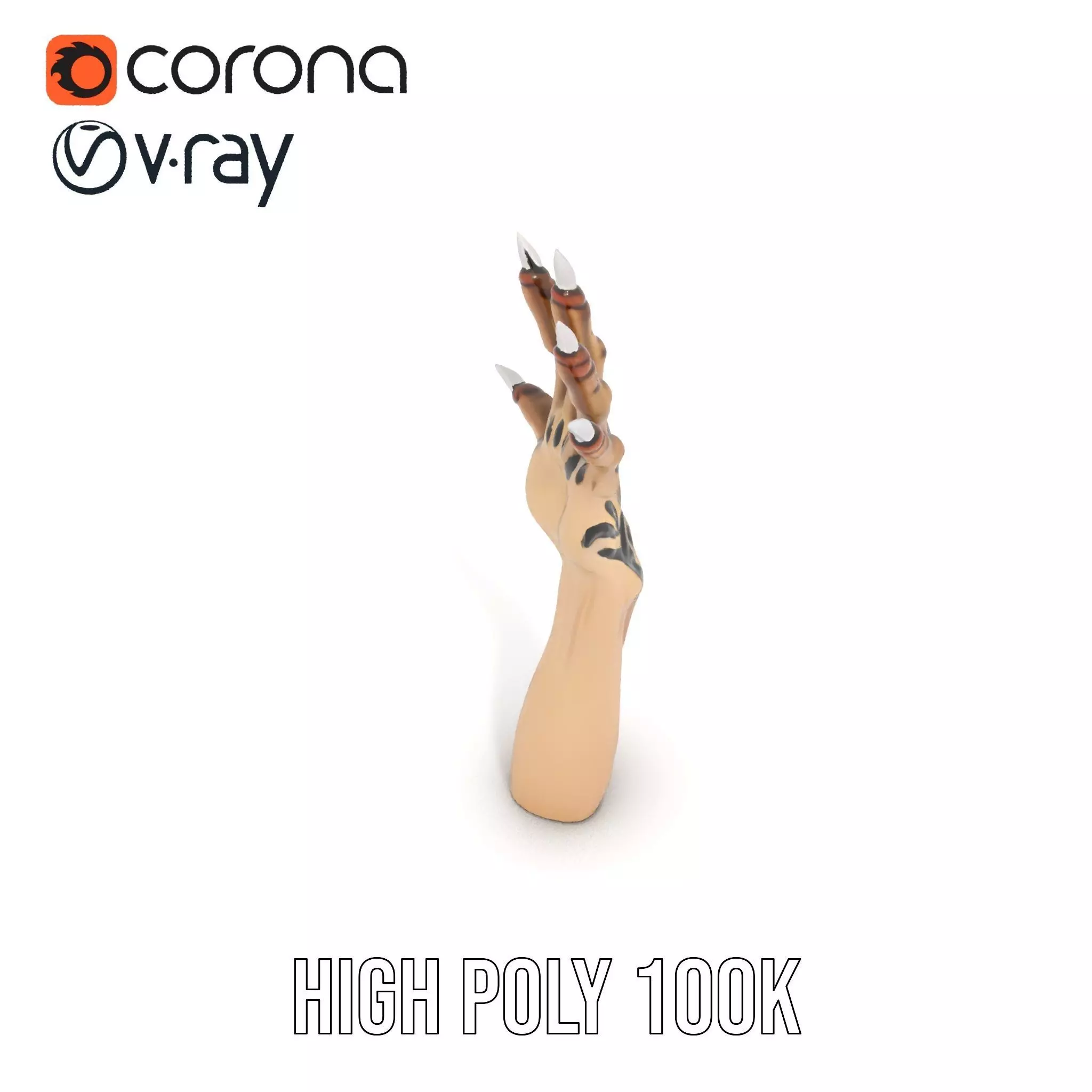 Mystical Hand with Tattoo and Claws Model Pack Low-poly 3D model_10