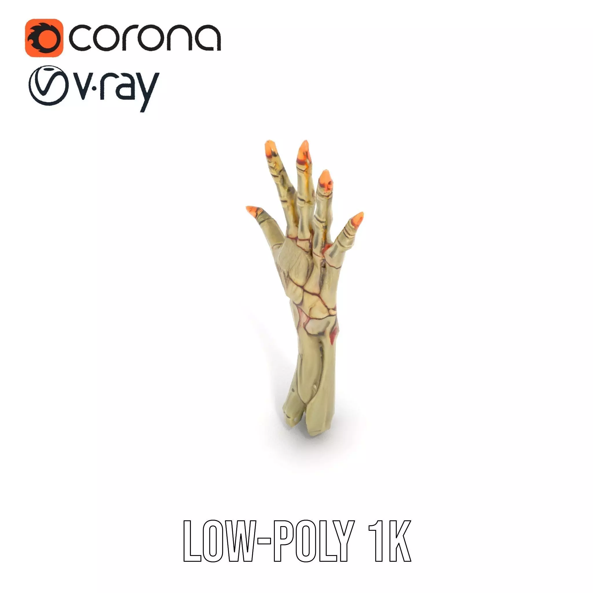Skeletal Hand Model Pack for Fantasy and Horror Themes Low-poly 3D model_8