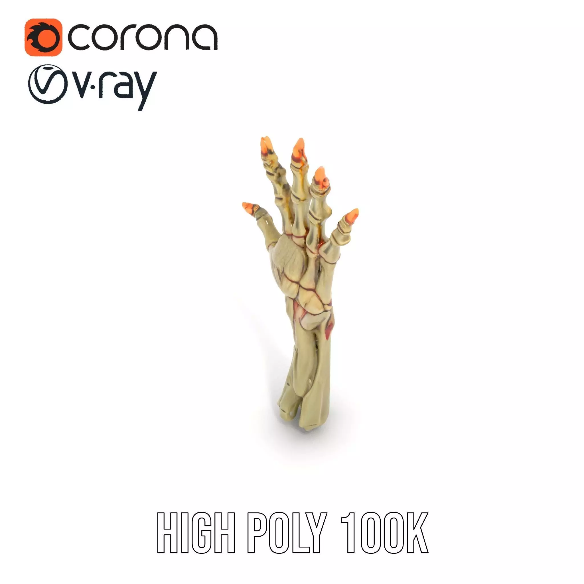 Skeletal Hand Model Pack for Fantasy and Horror Themes Low-poly 3D model_21