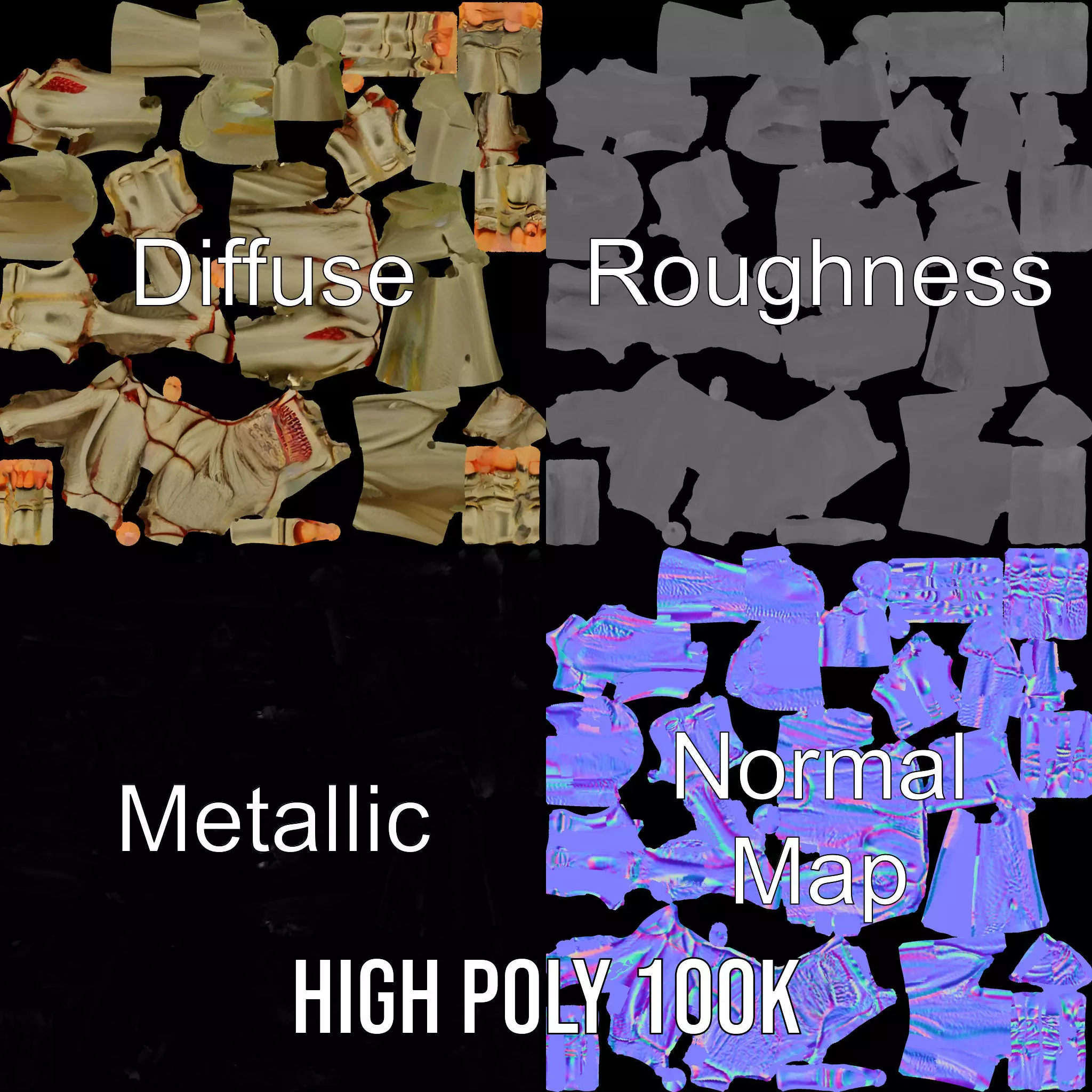 Skeletal Hand Model Pack for Fantasy and Horror Themes Low-poly 3D model_4