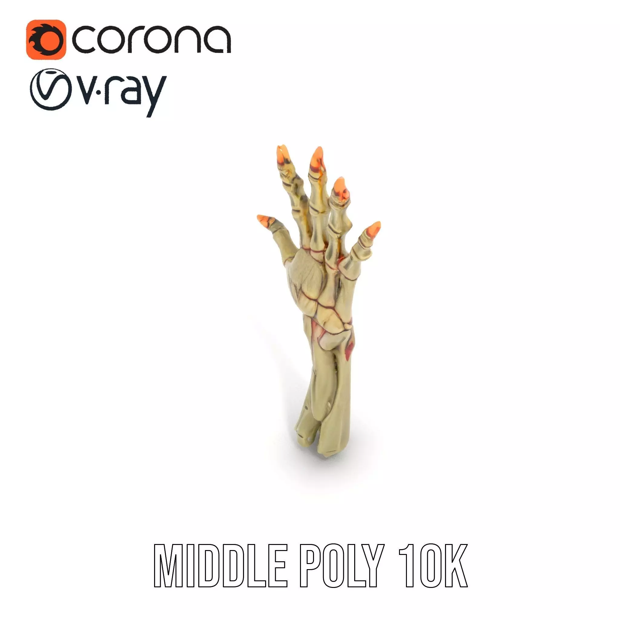 Skeletal Hand Model Pack for Fantasy and Horror Themes Low-poly 3D model_6
