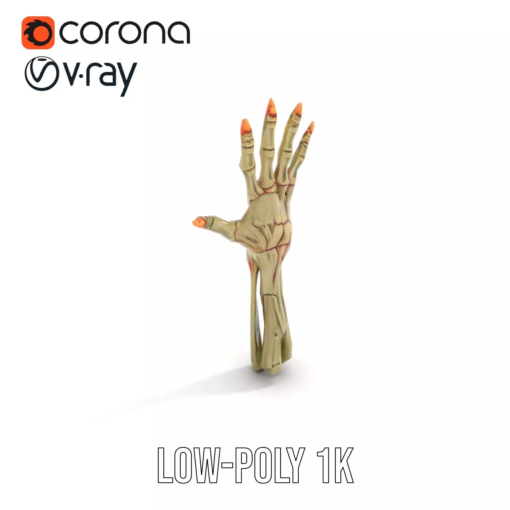 Skeletal Hand Model Pack for Fantasy and Horror Themes Low-poly 3D model_12