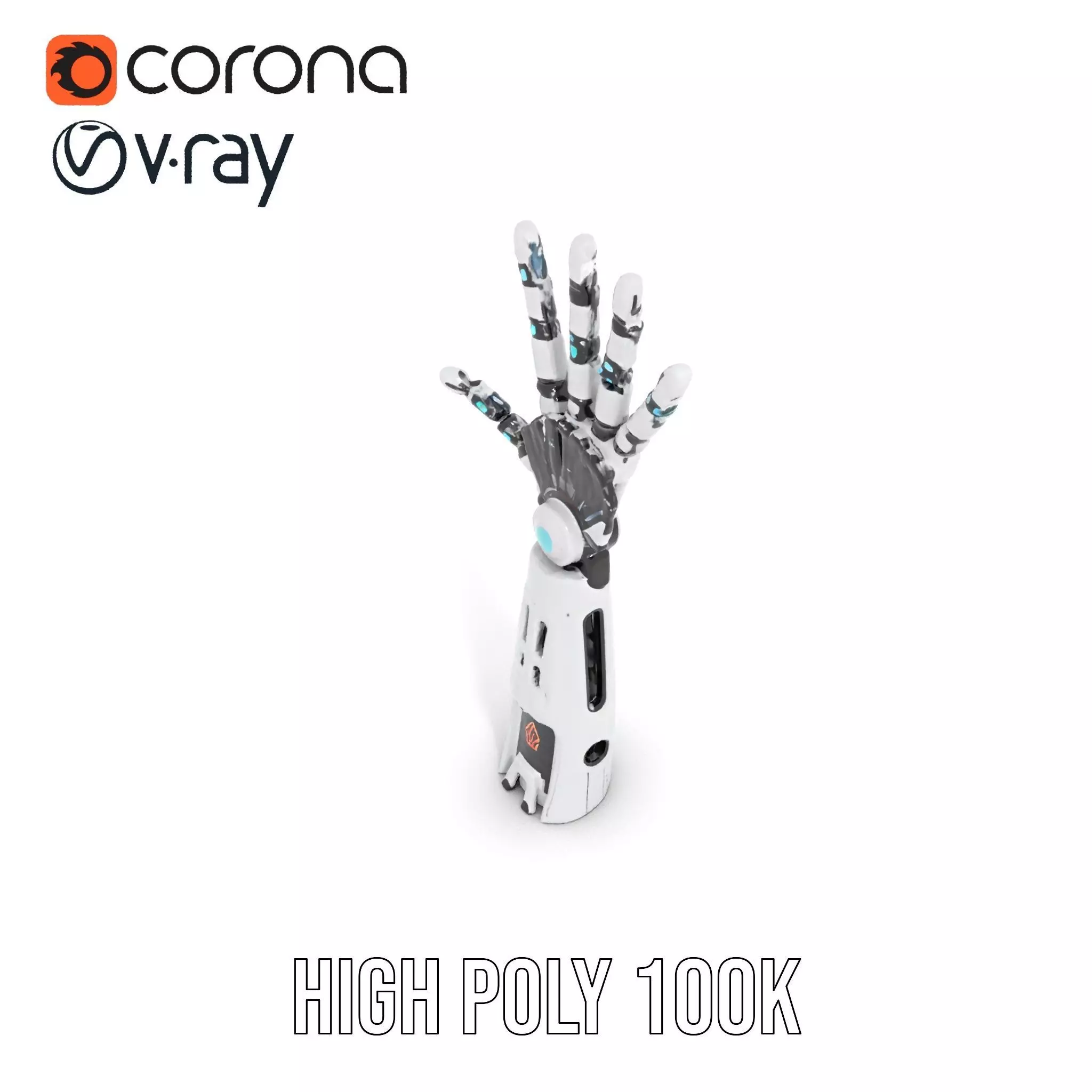 Futuristic Robotic Hand Model Pack Low-poly 3D model_15