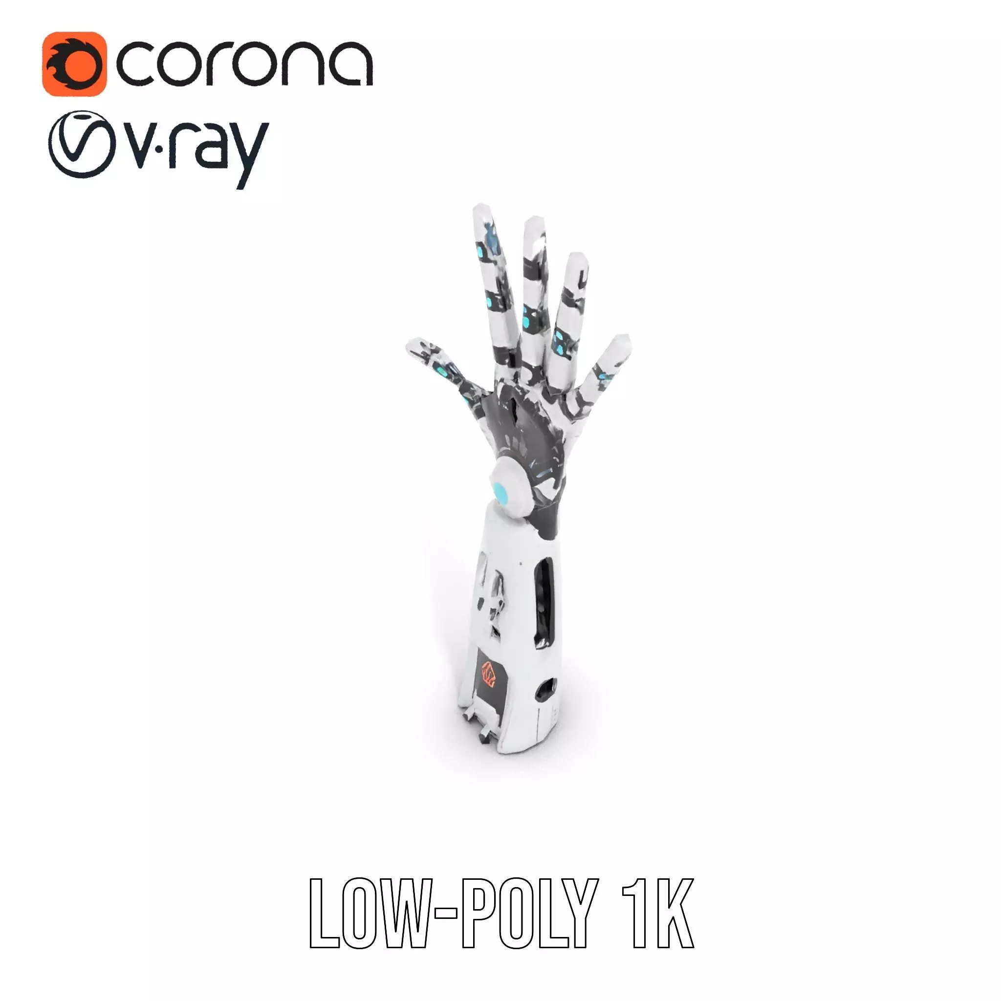 Futuristic Robotic Hand Model Pack Low-poly 3D model_8