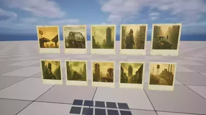 Post-Apocalyptic Polaroids Low-poly 3D model