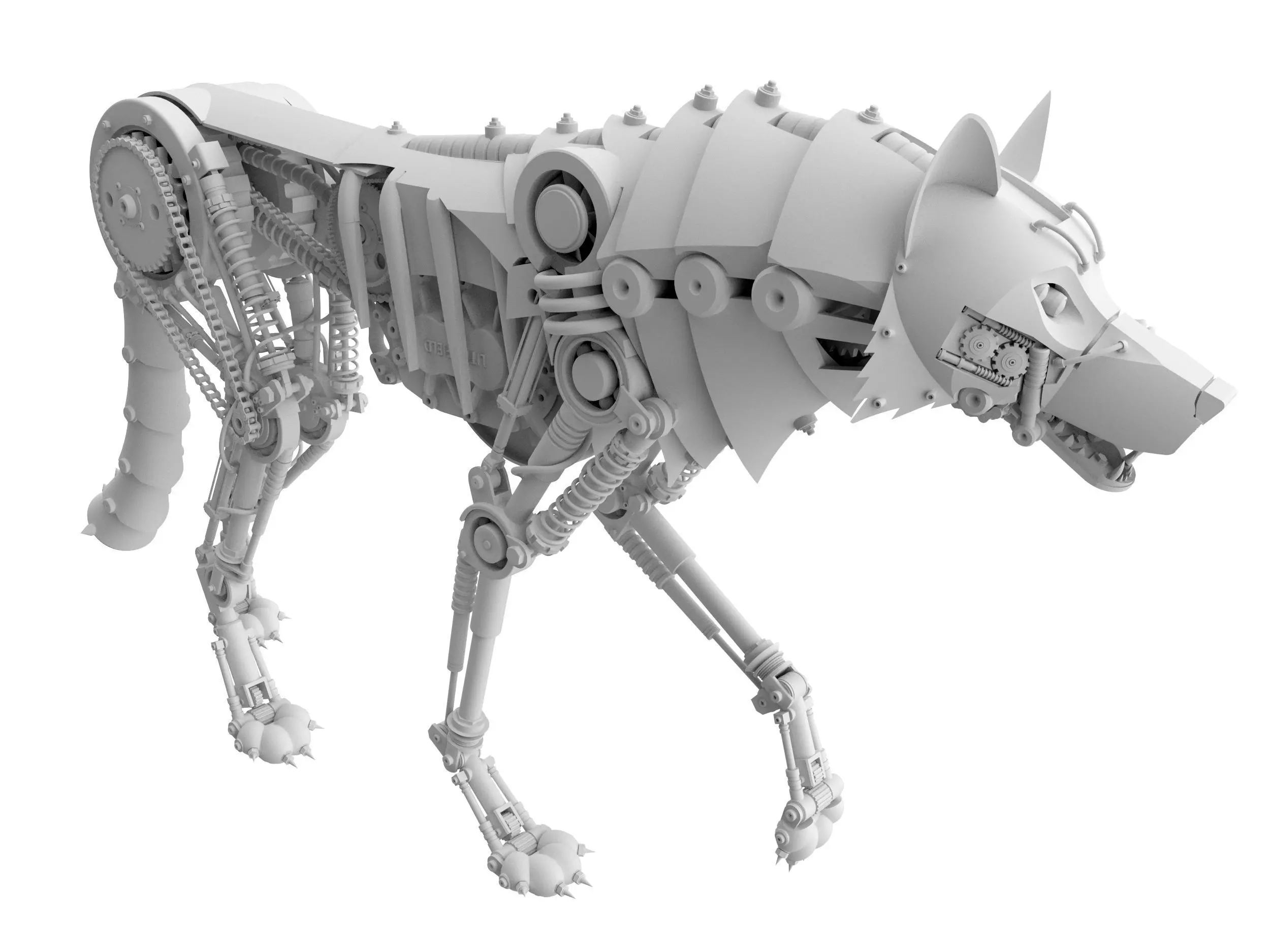 mechanical dog Low-poly 3D model_9