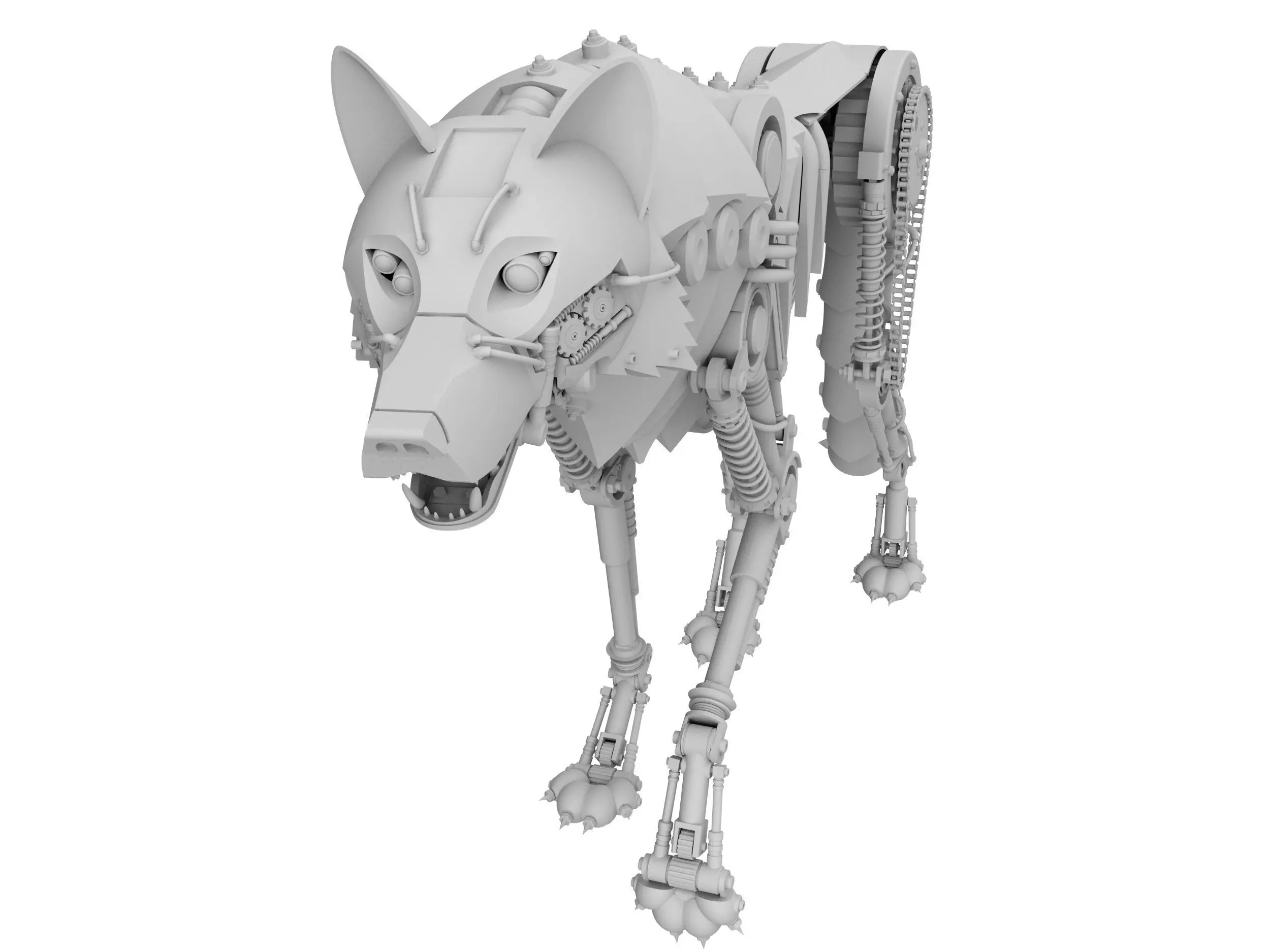 mechanical dog Low-poly 3D model_8