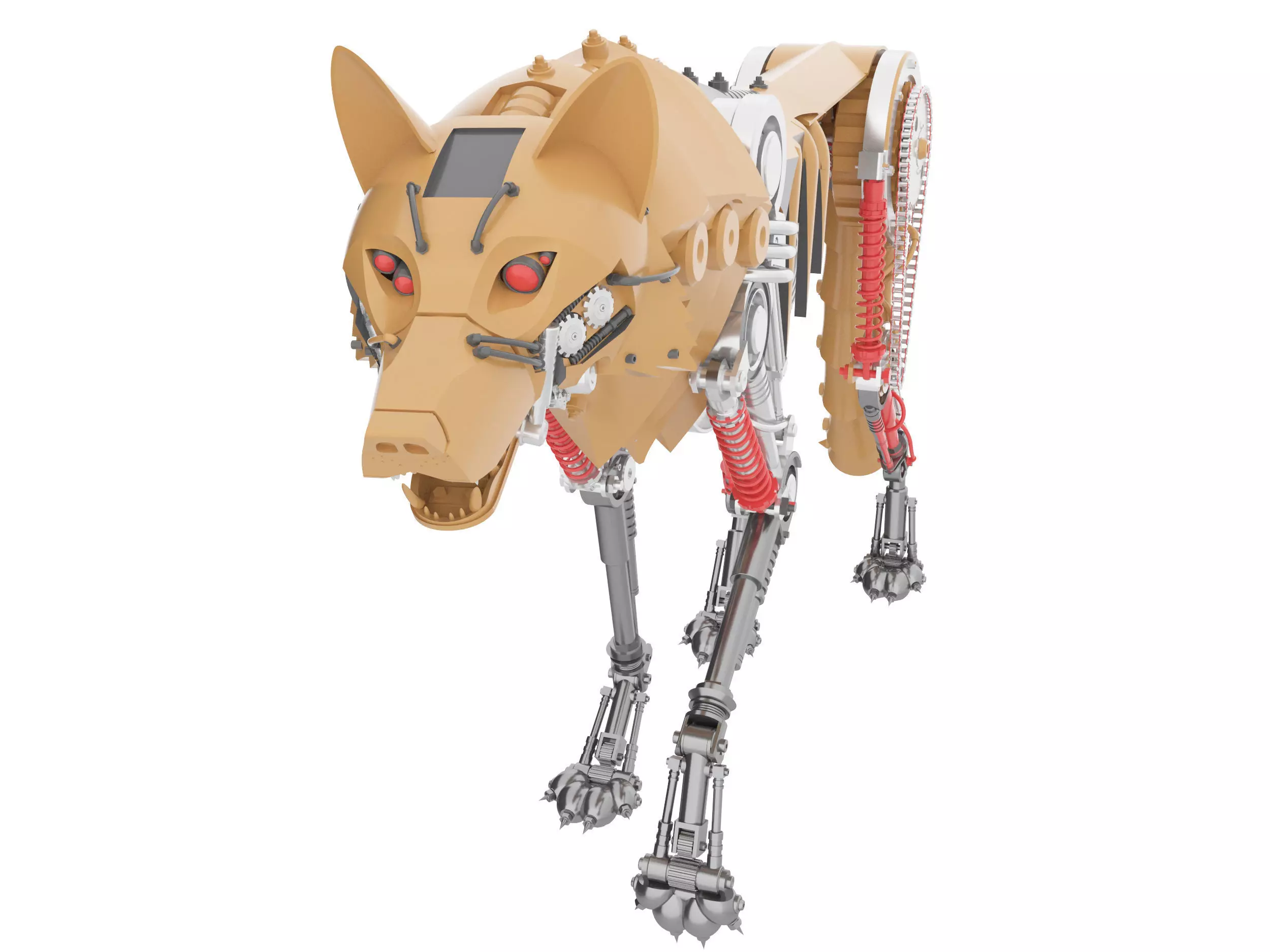 mechanical dog Low-poly 3D model_6