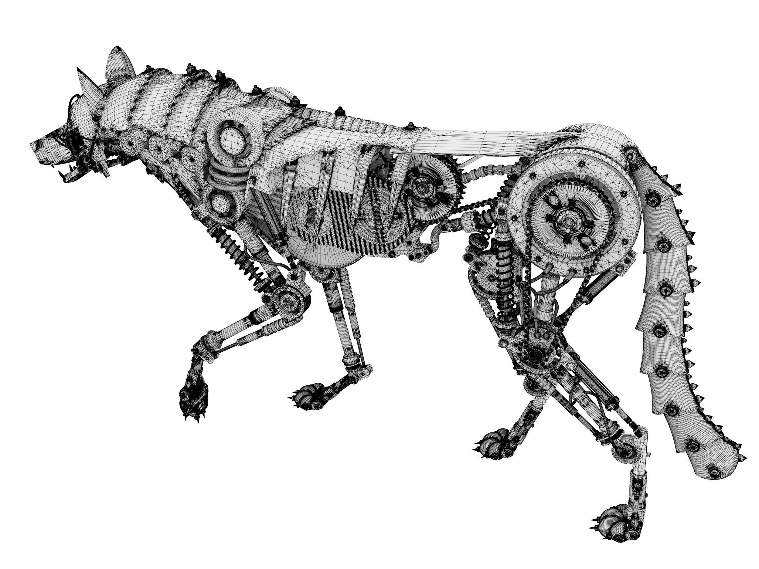 mechanical dog Low-poly 3D model_11