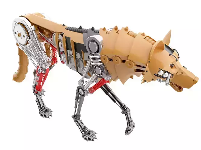 mechanical dog Low-poly 3D model