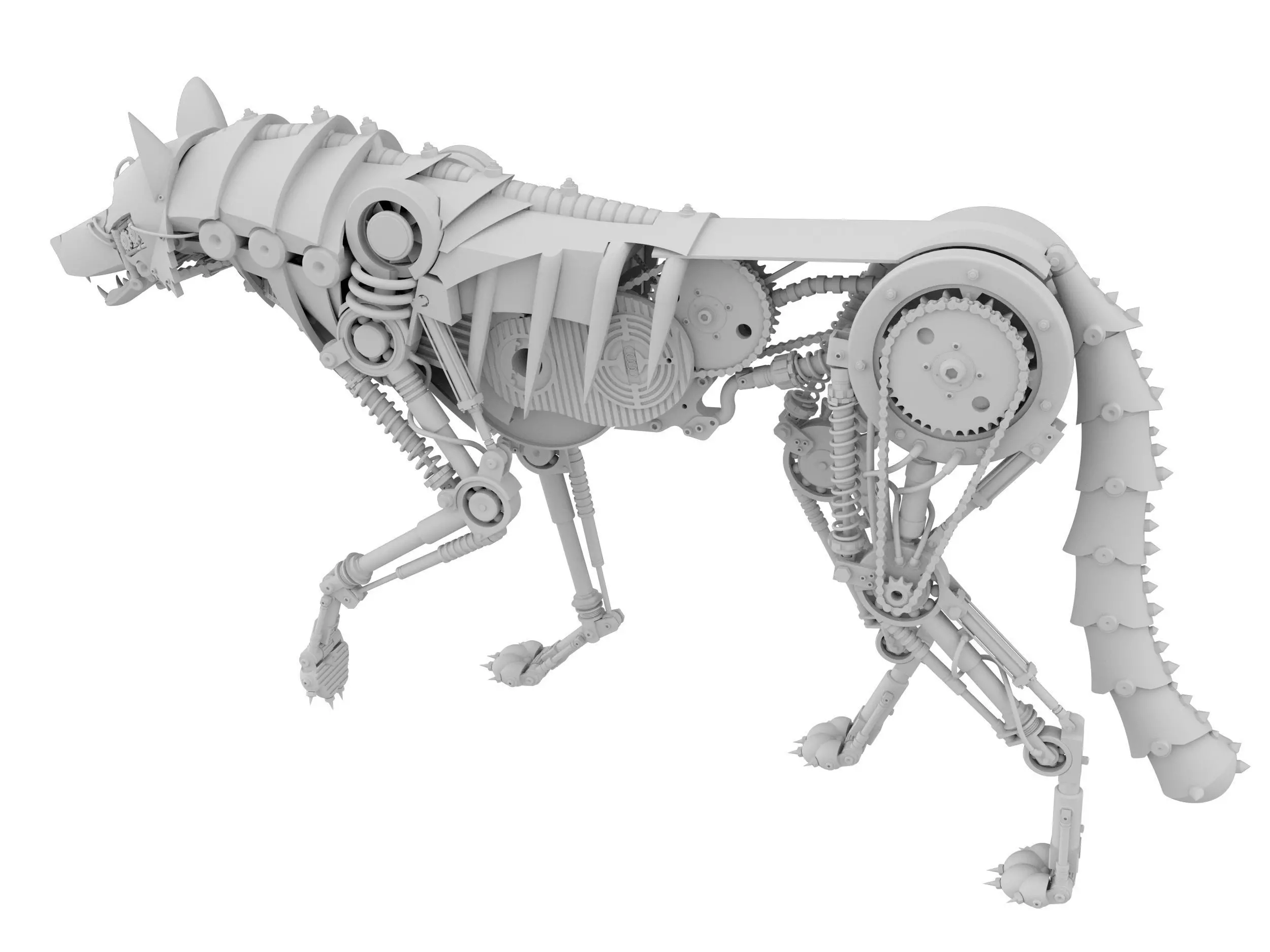 mechanical dog Low-poly 3D model_7