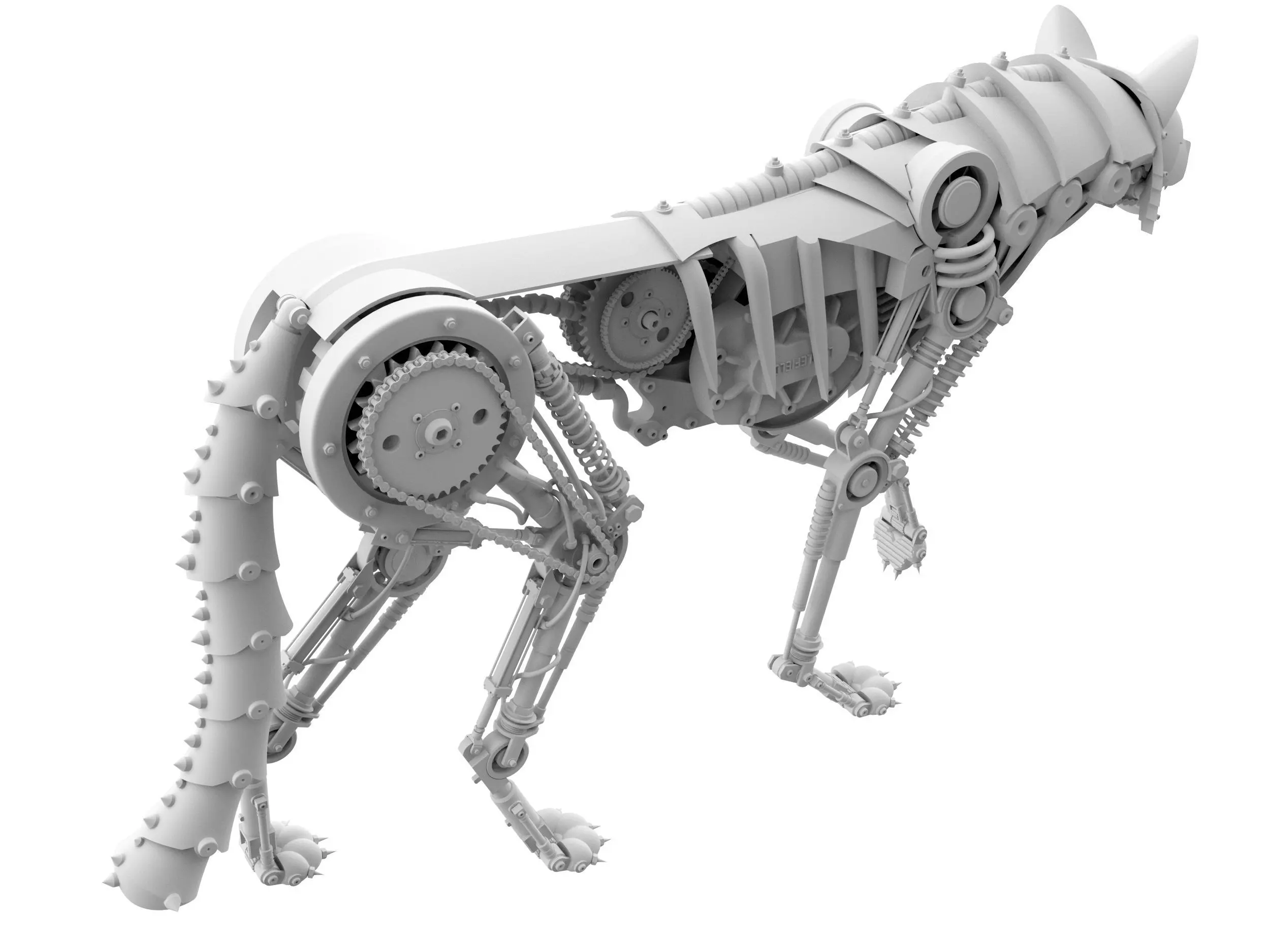 mechanical dog Low-poly 3D model_10
