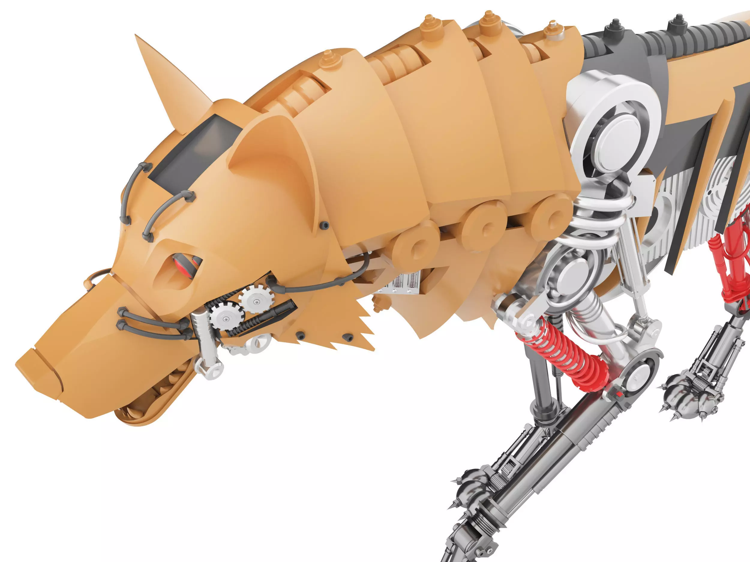 mechanical dog Low-poly 3D model_3