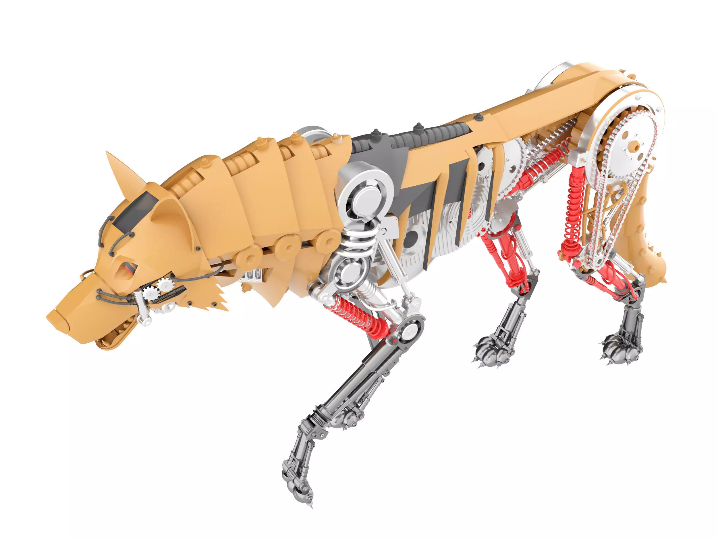 mechanical dog Low-poly 3D model_1